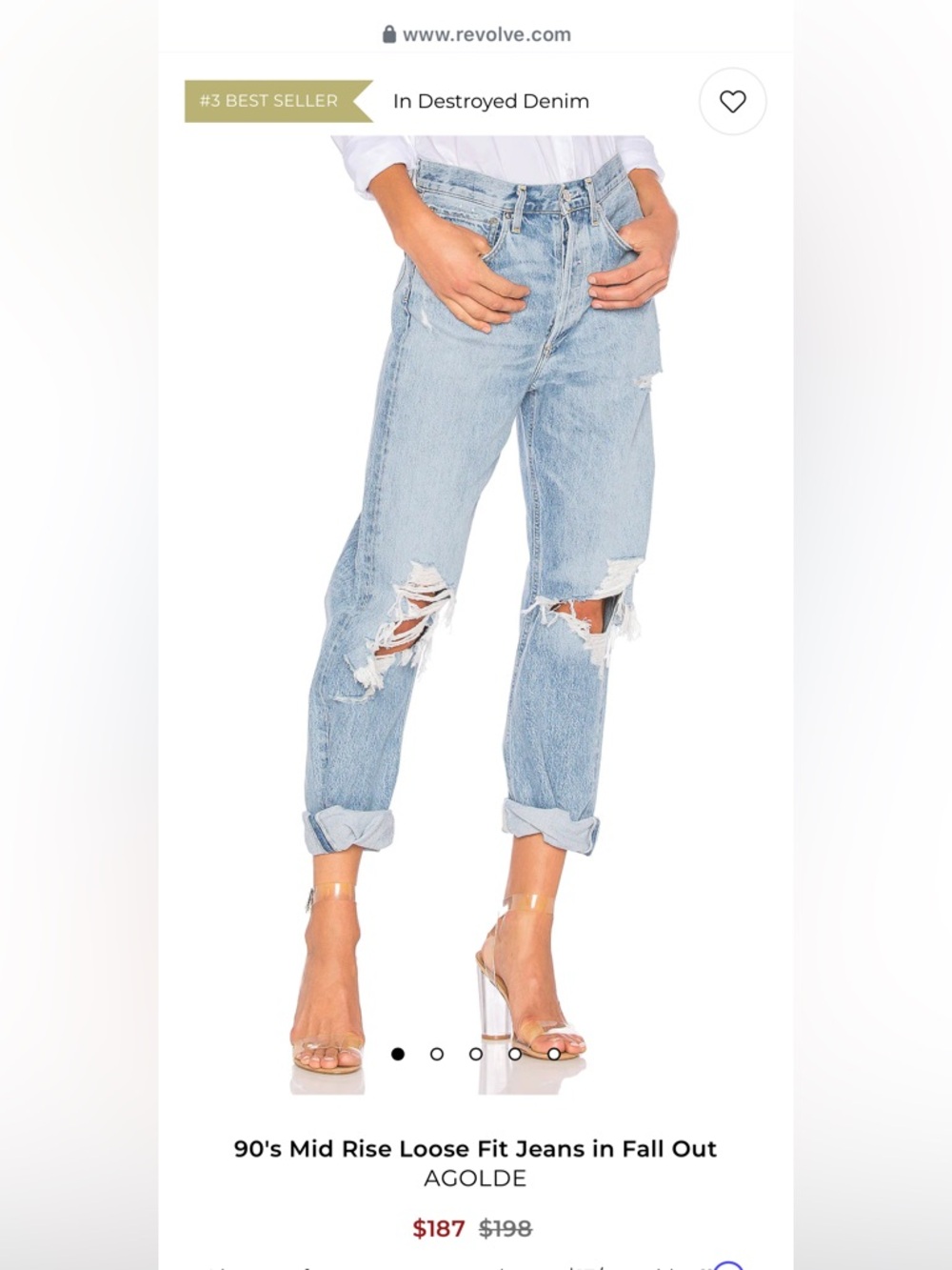 AGOLDE 90's Mid Rise Loose Fit Jeans in Fall Out Size 31